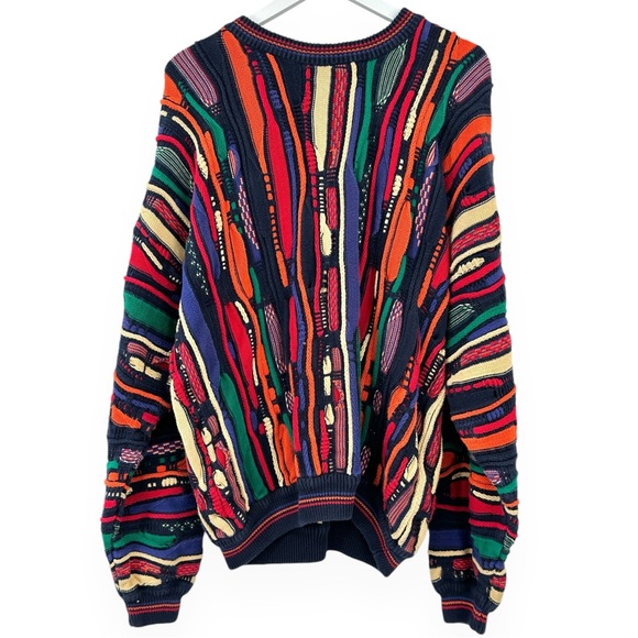 Vintage Sweaters - Vintage COOGI Style Colorful Textured Cotton Sweater sz XL